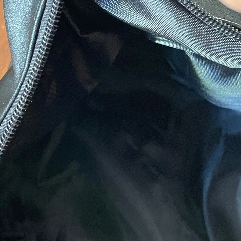 Excelled Collection Black Leather Hobo bag w/ Metal Grommets
